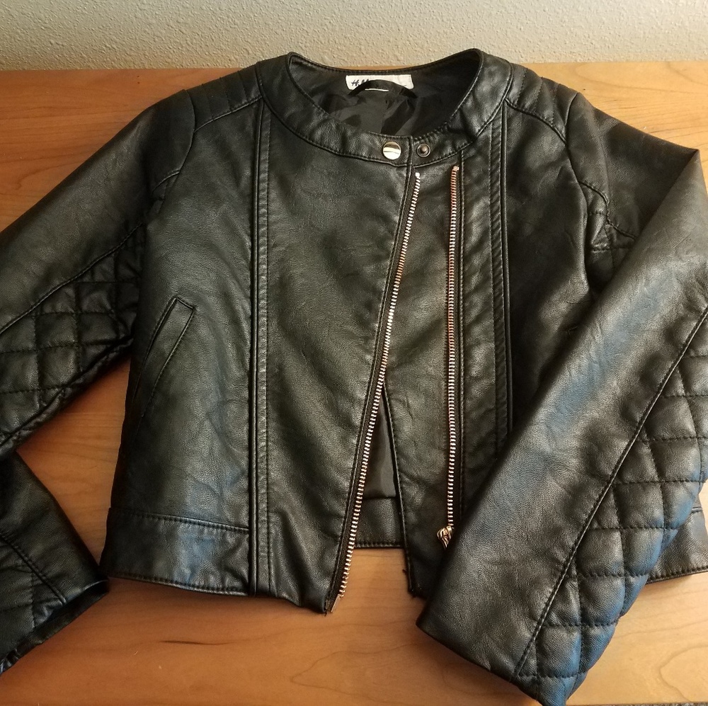 H&M Girls Faux Leather Jacket size 7
